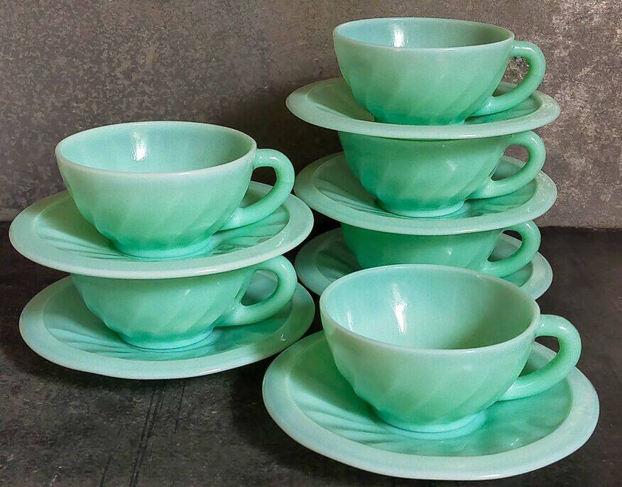 Six opaline cups
