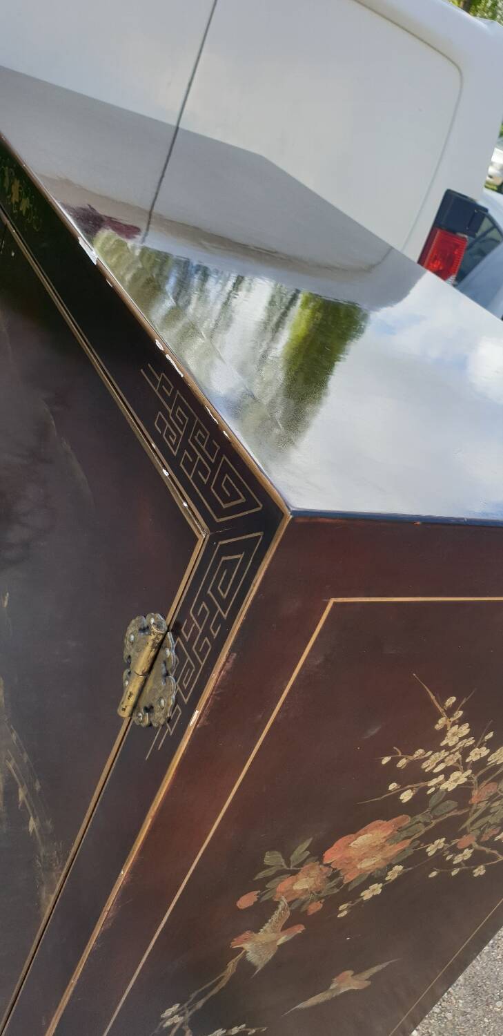 Chinese lacquer TV cabinet from the seventies