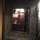 Bevelled mirror in wood and resin, wood/metal effect