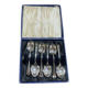 Coffret de 6 cuillères à dessert anglaises en métal argenté