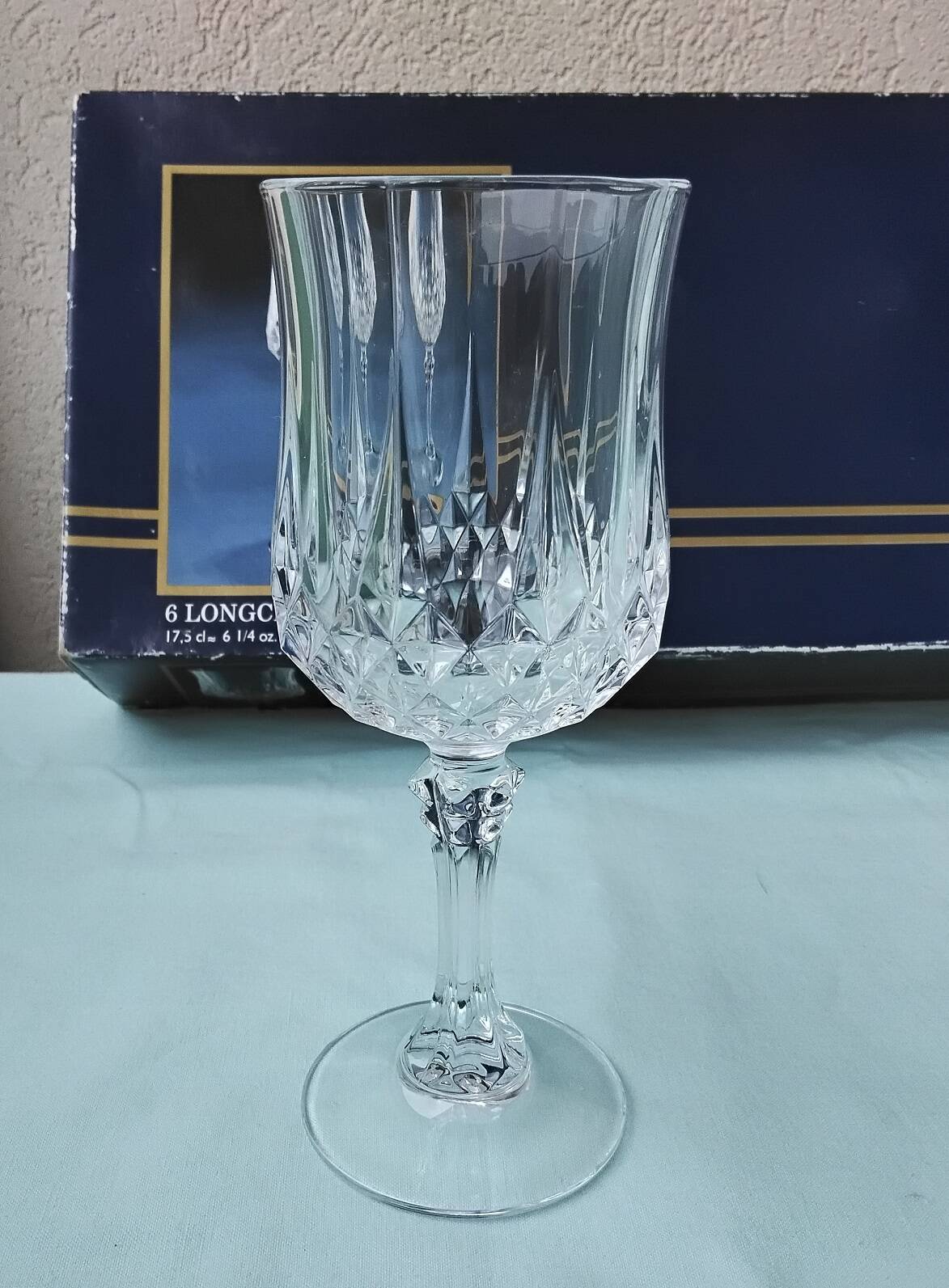 6 crystal stem glasses