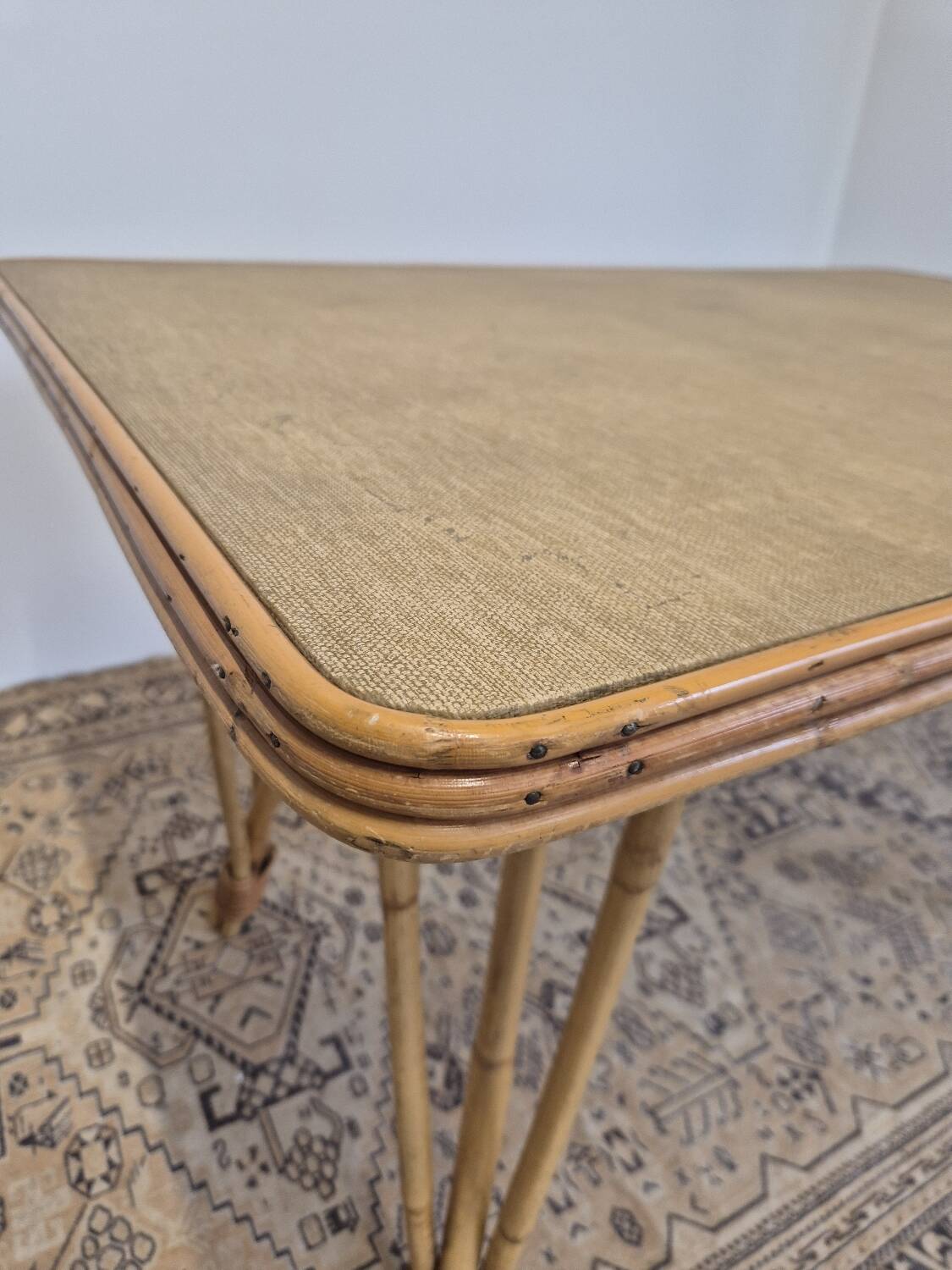 Rattan compass leg dining table, 1950s