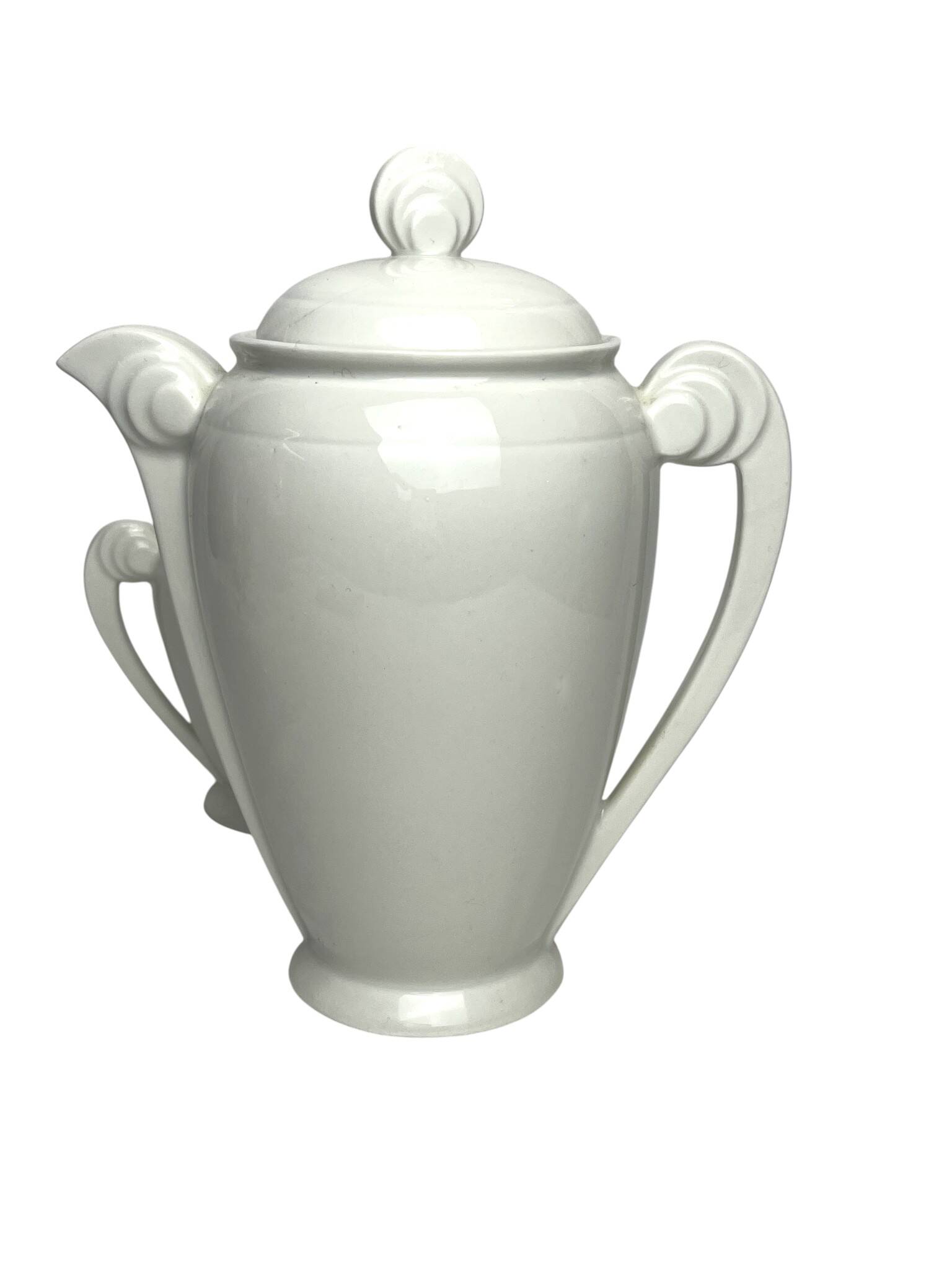 Art Deco white earthenware jug and sugar bowl set from around 1930.