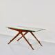 Table basse italienne en acajou, laiton et verre