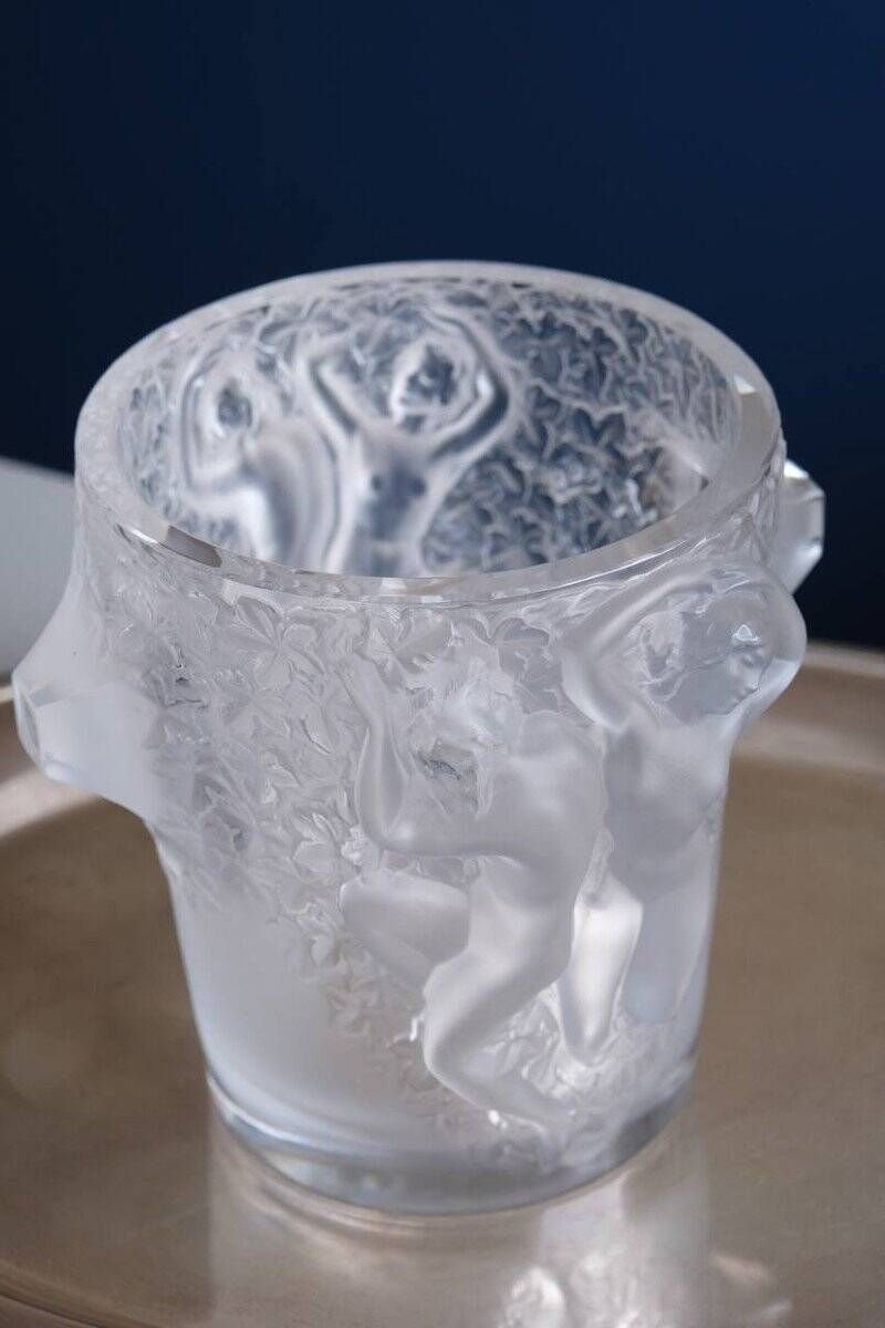 Champagne Bucket “Ganymede” Crystal Vase by Lalique, 20th Century