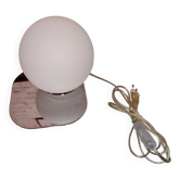 Lampe globe blanche rétro space age base chromée. Philips