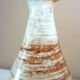 Glazed ceramic drop vase, signed Michel Argans, leaf decoration