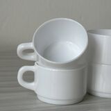 4 white retro espresso cups