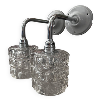 Pair of chiseled glass wall sconces