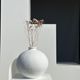 Handcrafted terracotta ball vase painted white H:24 D:26