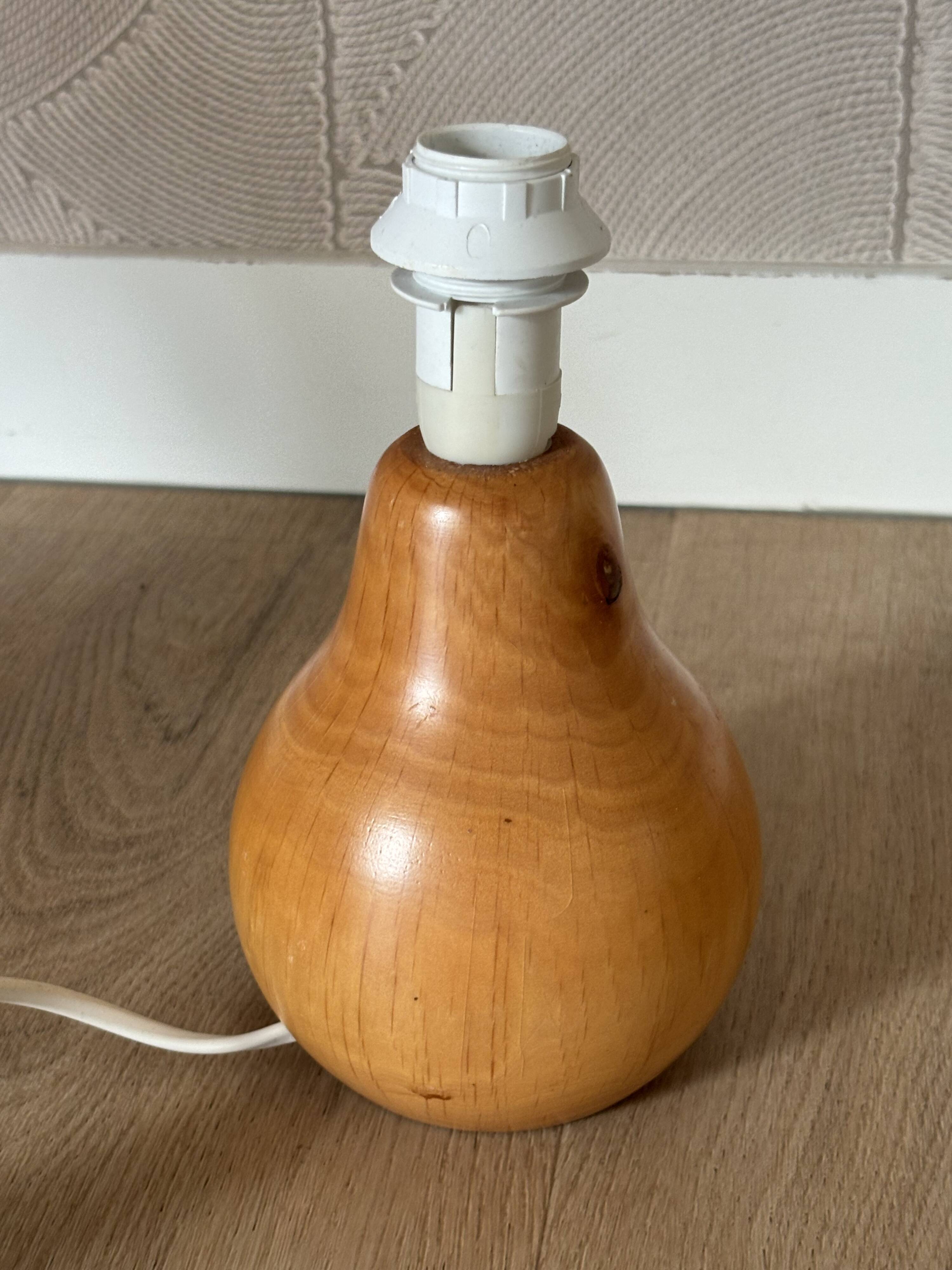 vintage wooden lamp small model with fabric shade 80's design