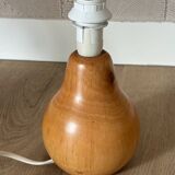 vintage wooden lamp small model with fabric shade 80's design
