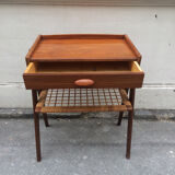 Bedside, harness wood and rattan 1950