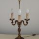 Bronze French Antique Art Nouveau 3-Light Candelabra Lamp Pleated Shade