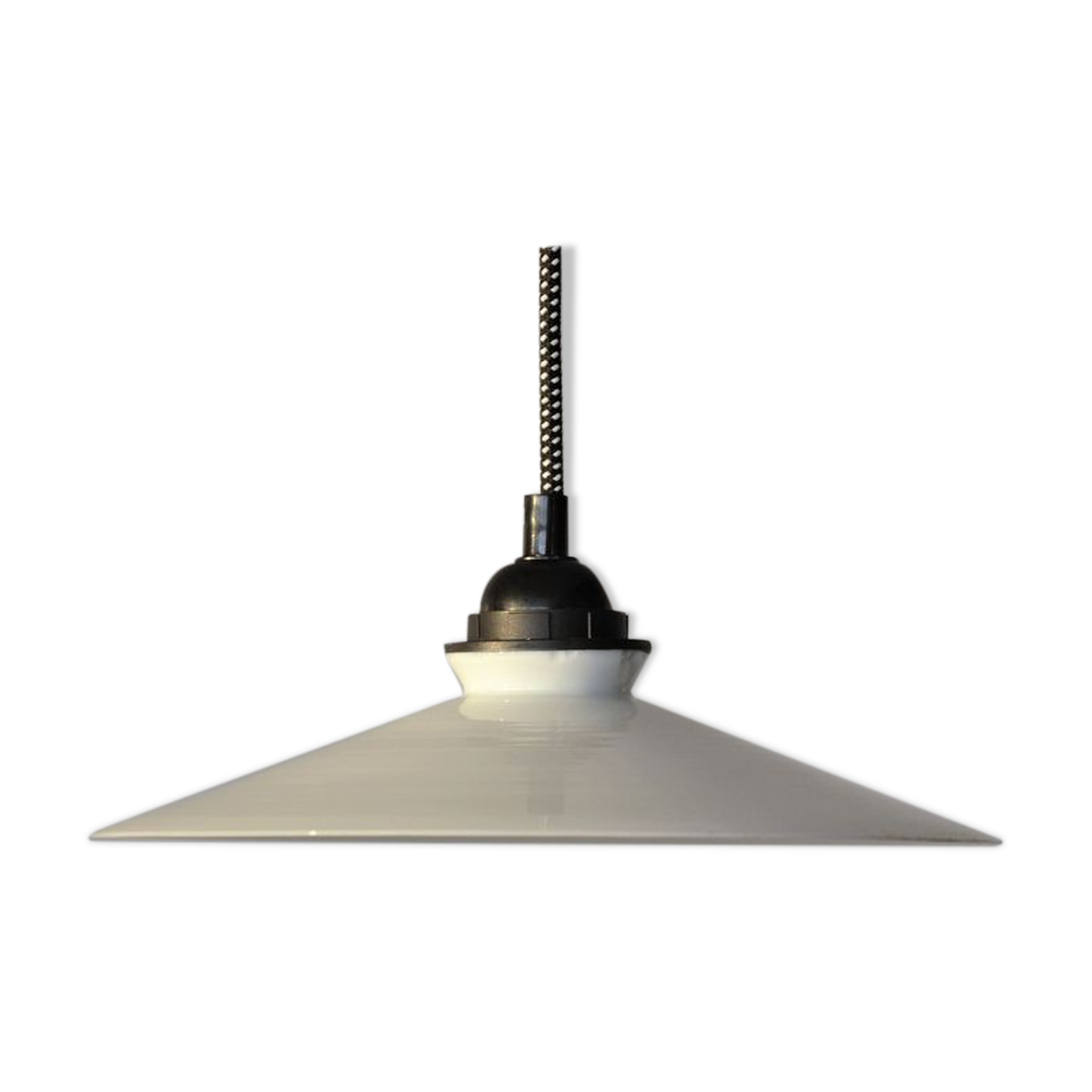 Vintage white opaline pendant lamp and retro cord