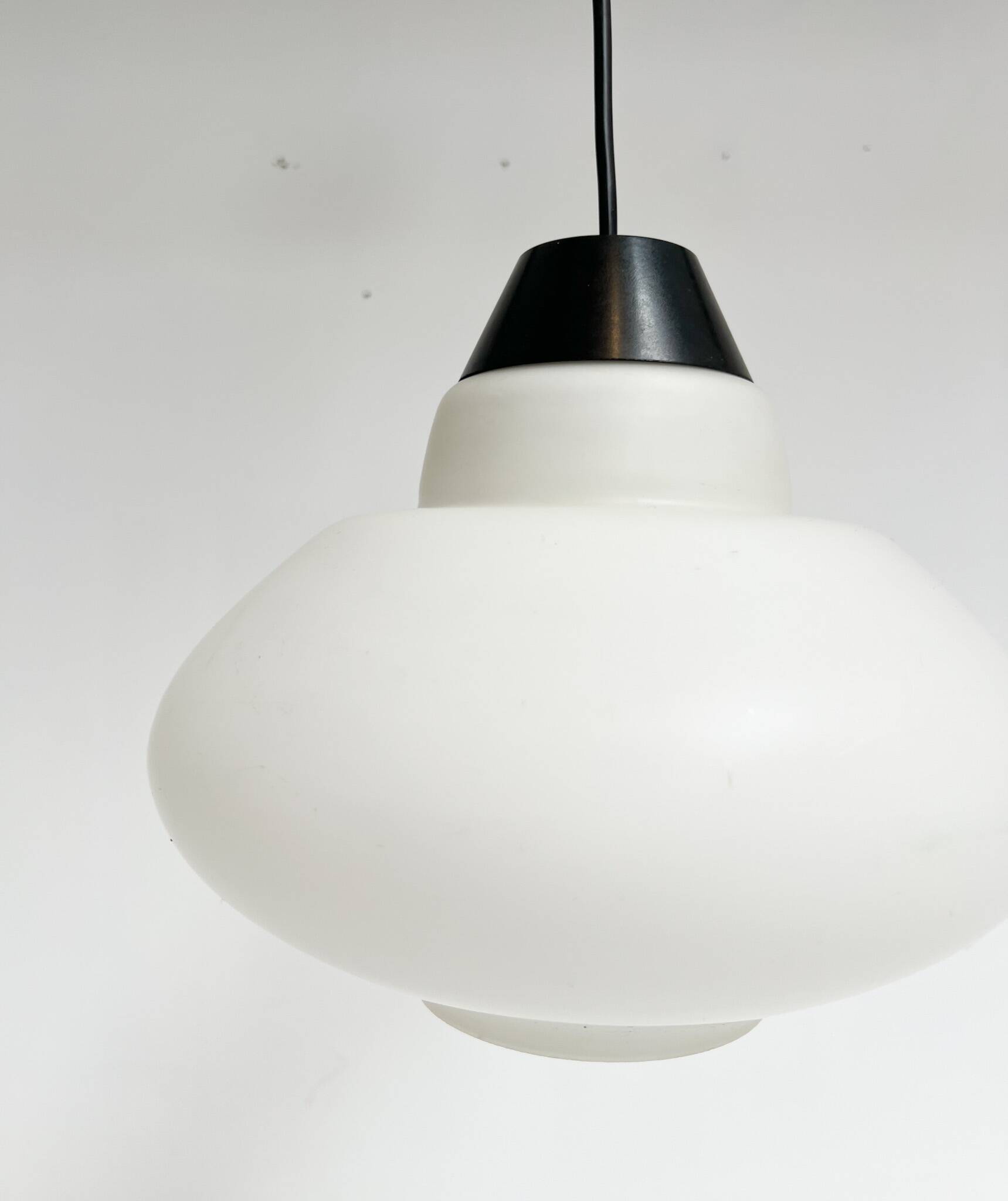 Round opal glass ceiling lamp by Philips, 1950s