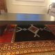 Table basse double : table en verre et dessus amovible bois