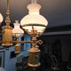 Large antique Empire-style chandelier — gilded brass & opaline glass