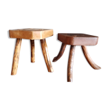 Pair of tripod stool of brutalistic milking