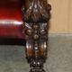 Canapé Chesterfield victorien en cuir avec têtes de lion sculptées
