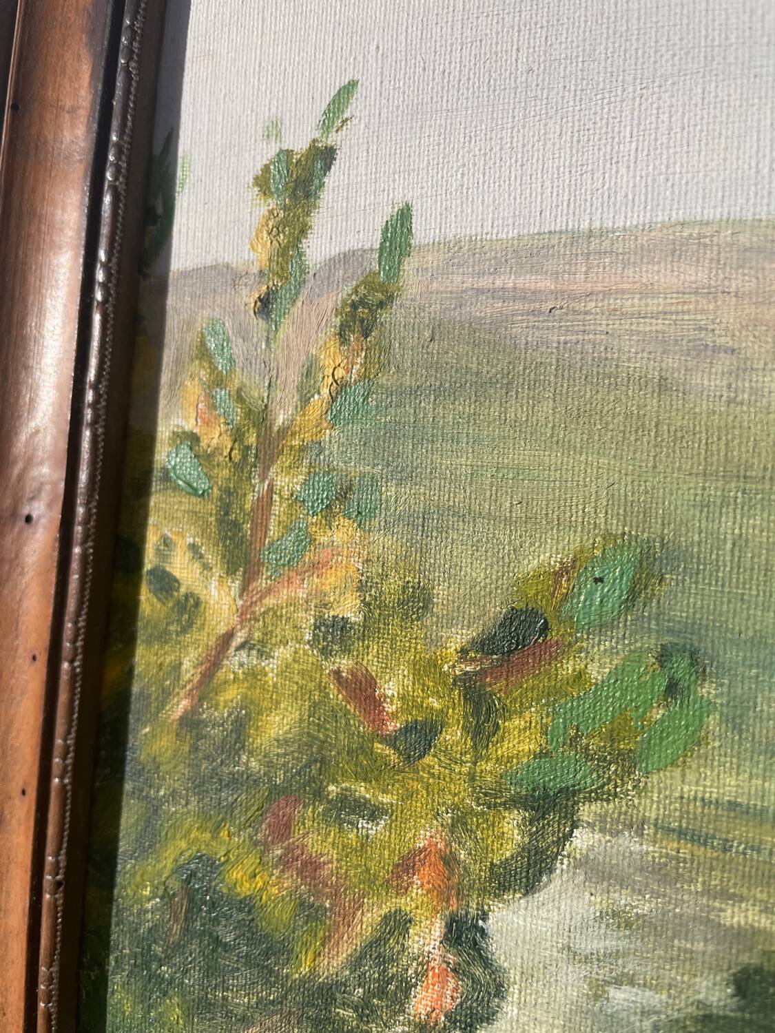 Oil painting landscape wooden frame