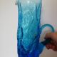 Blue Glass Pitcher with Bark Effect Textured Surface by Geoffrey Baxter or Ingrid Glasshütte from the 1960s-70s.