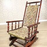 Antique Spring Rocking Chair in Floral Fabric, 1890s