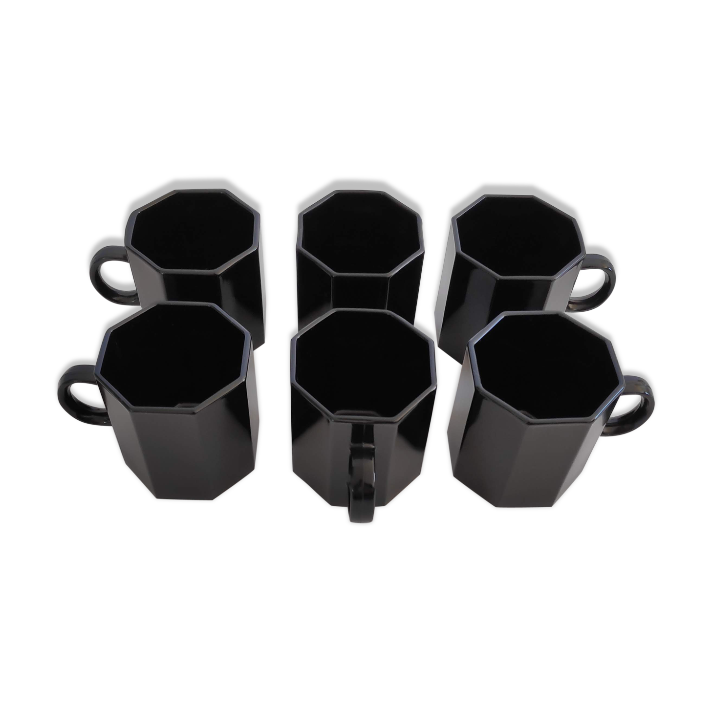6 black espresso coffee cups Octime Arcoroc