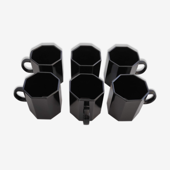 6 tasses à café espresso noires Octime Arcoroc