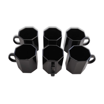 6 black espresso coffee cups Octime Arcoroc