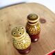 Olive wood and ceramic salt and pepper shakers