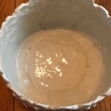 Ancien cache pot CLF forme hortensia rose et blanc vintage