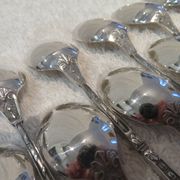 12 cuillères à moka métal argenté orfèvre Manulor manche à la russe 10,6cm