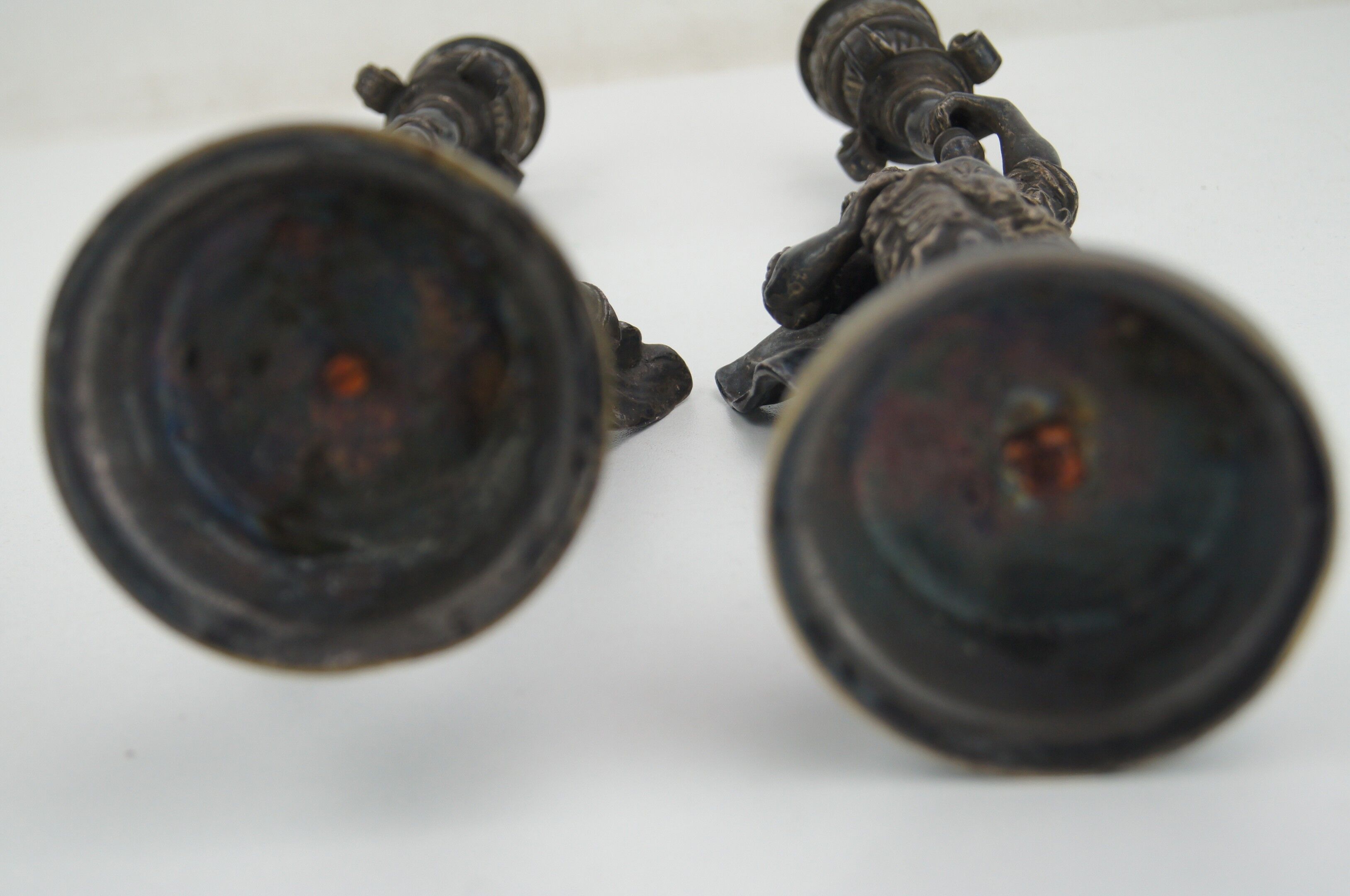 Silver bronze torch pair Paul Dubois