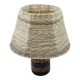 Vintage ceramic lamp with relief and wool shade.