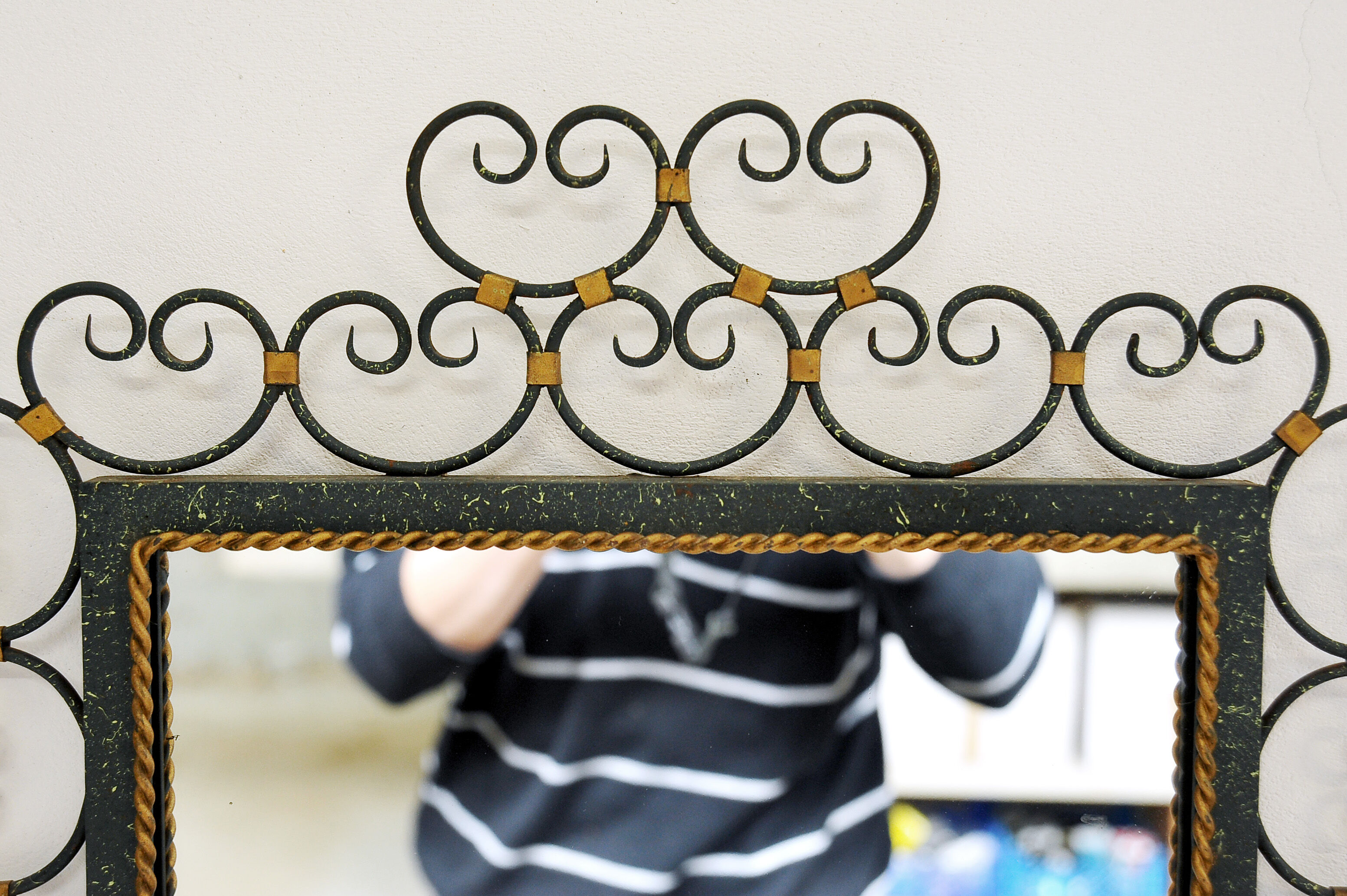 Wrought iron mirror, France circa 1950 46x67cm