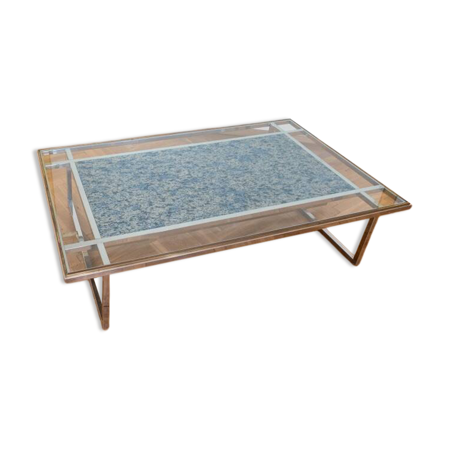 Marble and glass coffee table, Italy 1970s