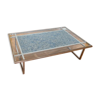 Marble and glass coffee table, Italy 1970s