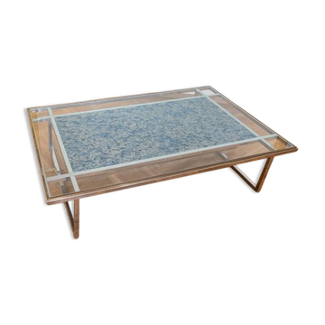 Marble and glass coffee table, Italy 1970s