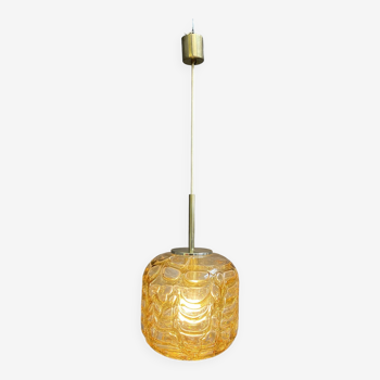 Amber color Doria Leuchten pendant lamp 1960s