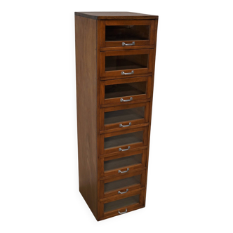 Vintage German Beech / Oak Haberdashery Shop Cabinet / Vitrine, 1950s