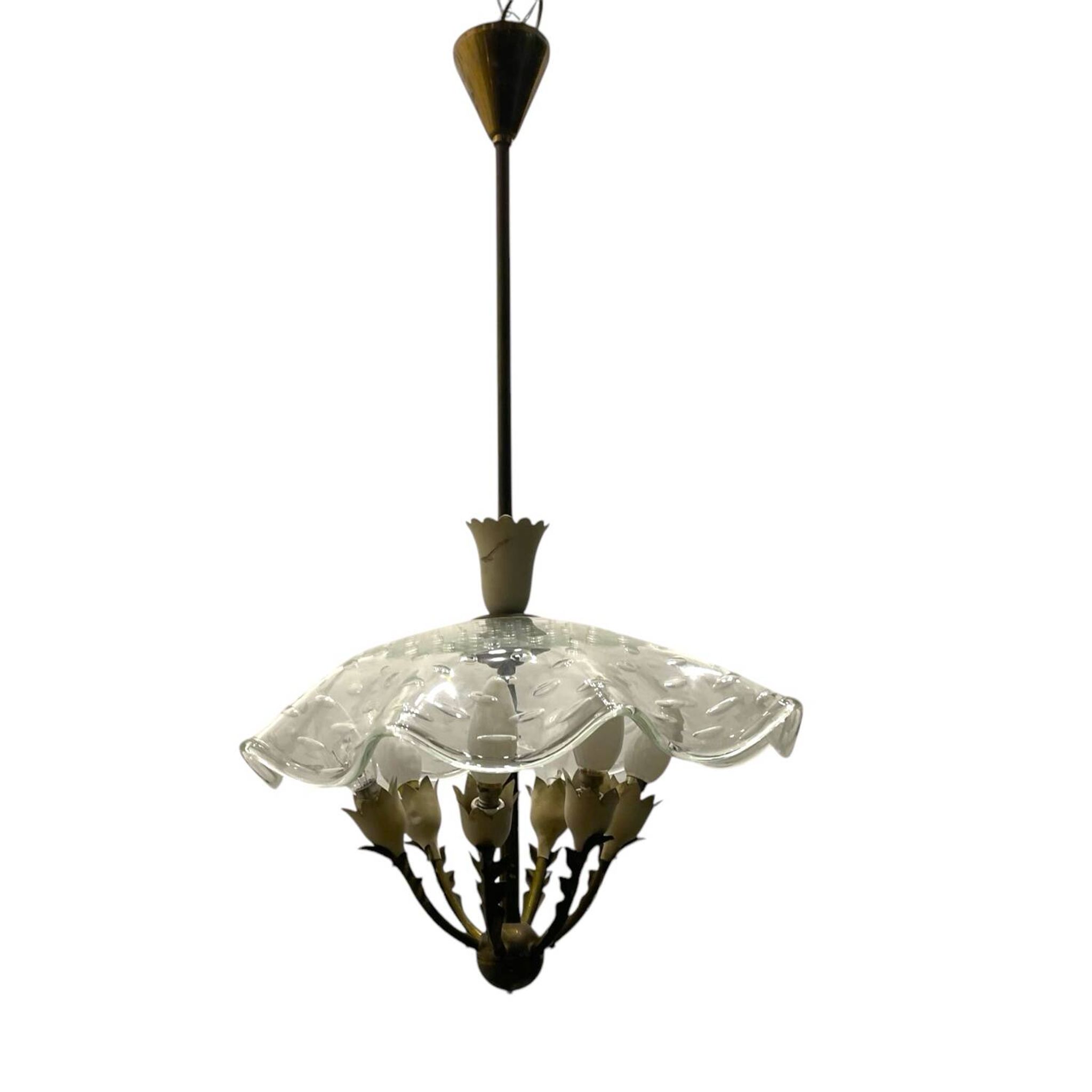 Suspension en verre de Murano des années 1950