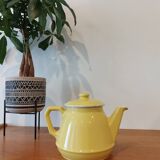 Théière en céramique jaune vintage