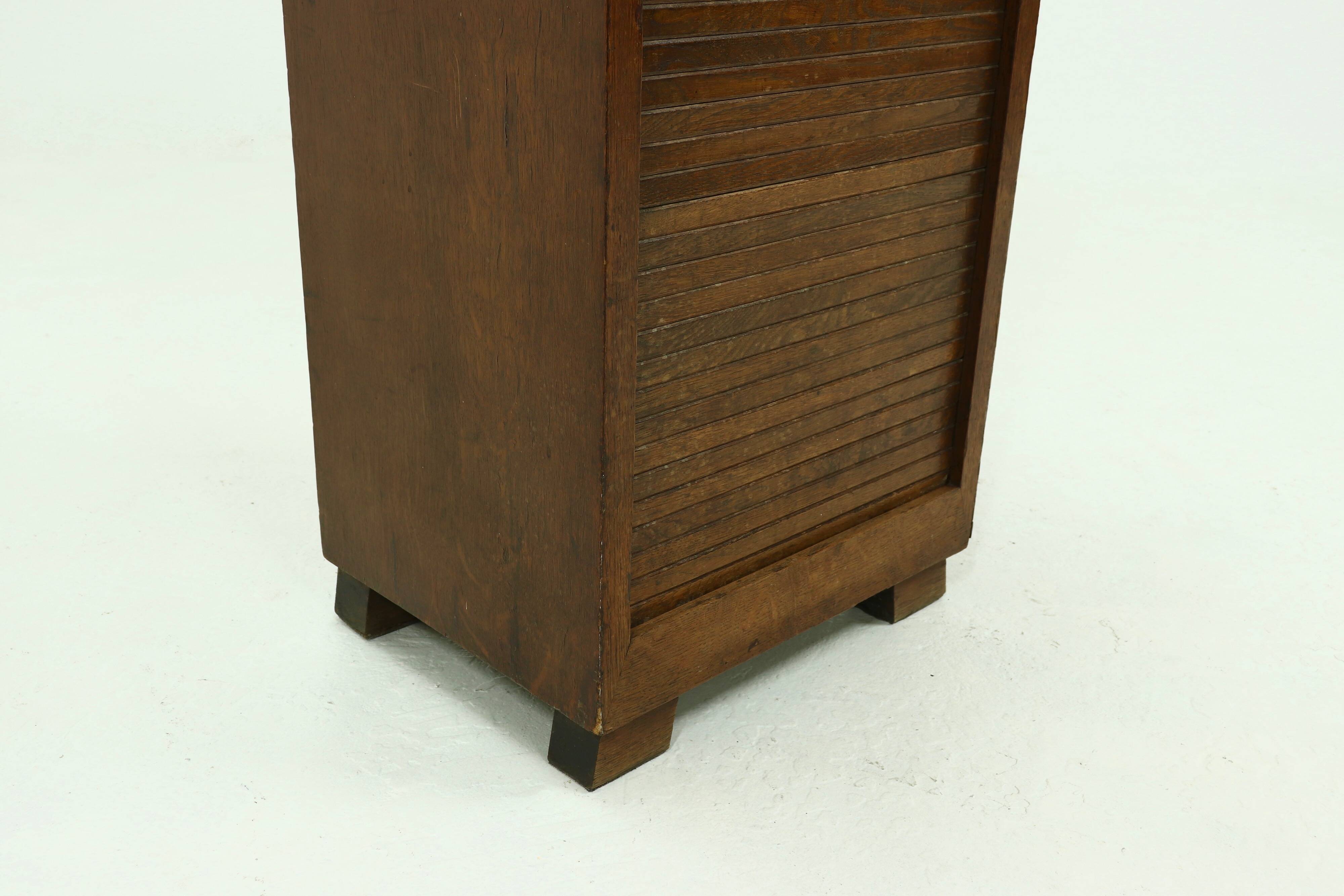 Amsterdam School Art Deco Tambour Door Cabinet 1920s
