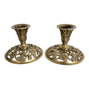 Paire de bougeoirs Art - bronze
