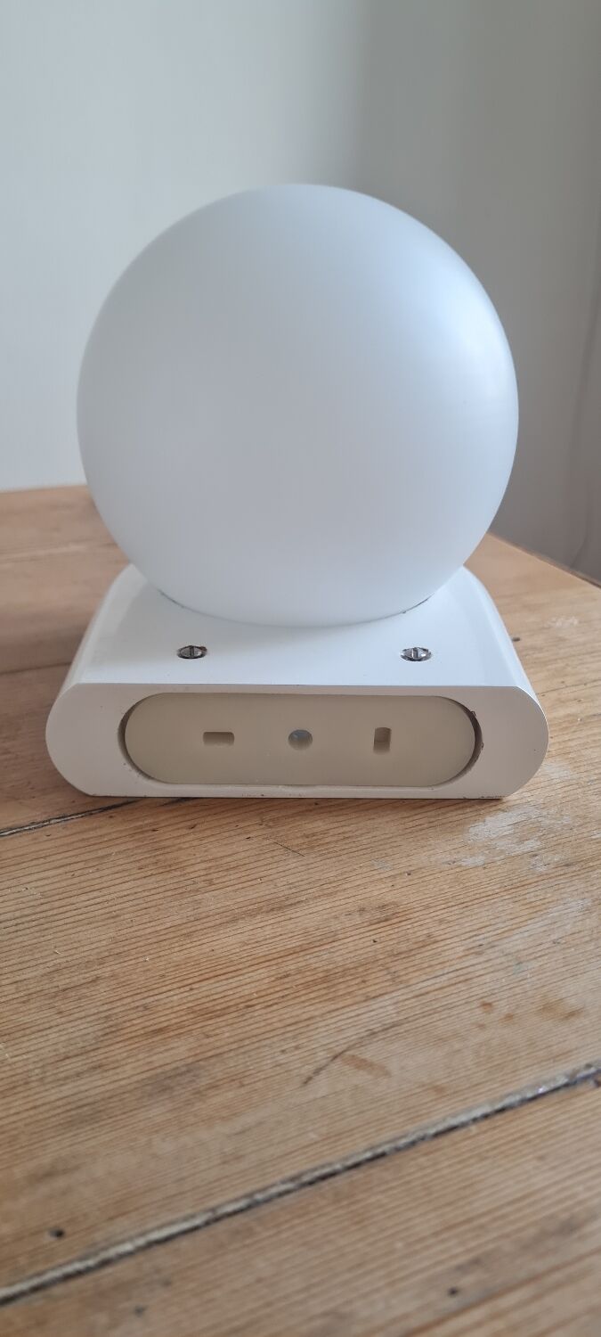 Opaline and wood wall lamp