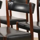 Série de 4 chaises scandinave Danemark en palissandre et skaï, 1960