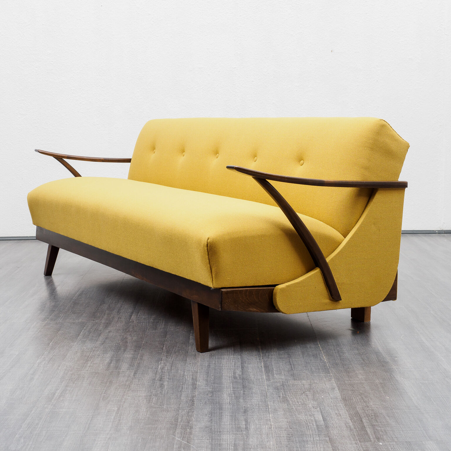 50s convertible sofa, refurbished, yellow