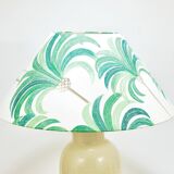 Pair of Tommaso Barbi Riviera palm tree table lamps from the 1970s with matching cushions.