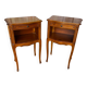 Pair of louis xv style bedside tables in cherry wood + drawer